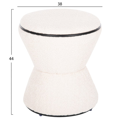 Stool Round Linner Hm9604.06 Boucle Fabric Ecru-black Detail D38x44 Cm.