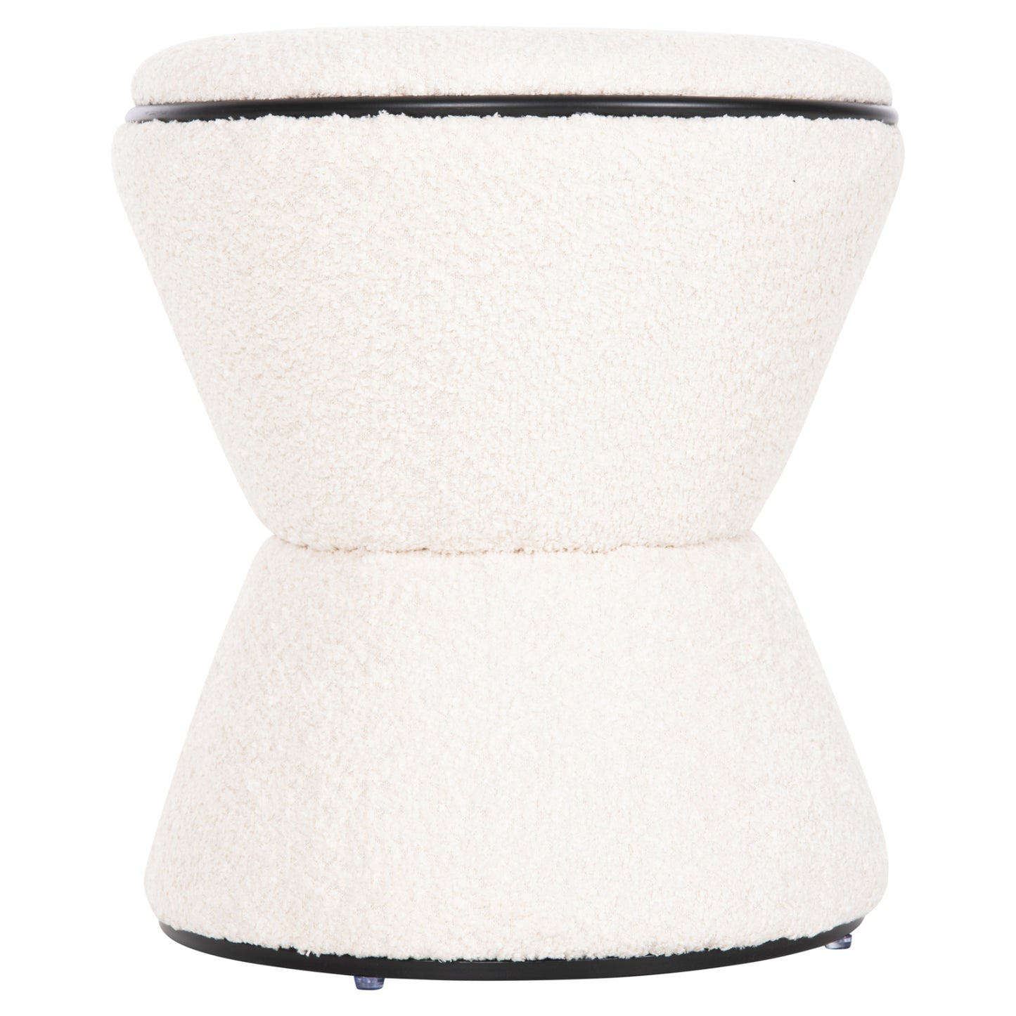 Stool Round Linner Hm9604.06 Boucle Fabric Ecru-black Detail D38x44 Cm.