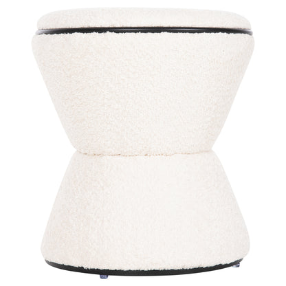 Stool Round Linner Hm9604.06 Boucle Fabric Ecru-black Detail D38x44 Cm.
