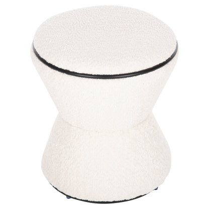 Stool Round Linner Hm9604.06 Boucle Fabric Ecru-black Detail D38x44 Cm.