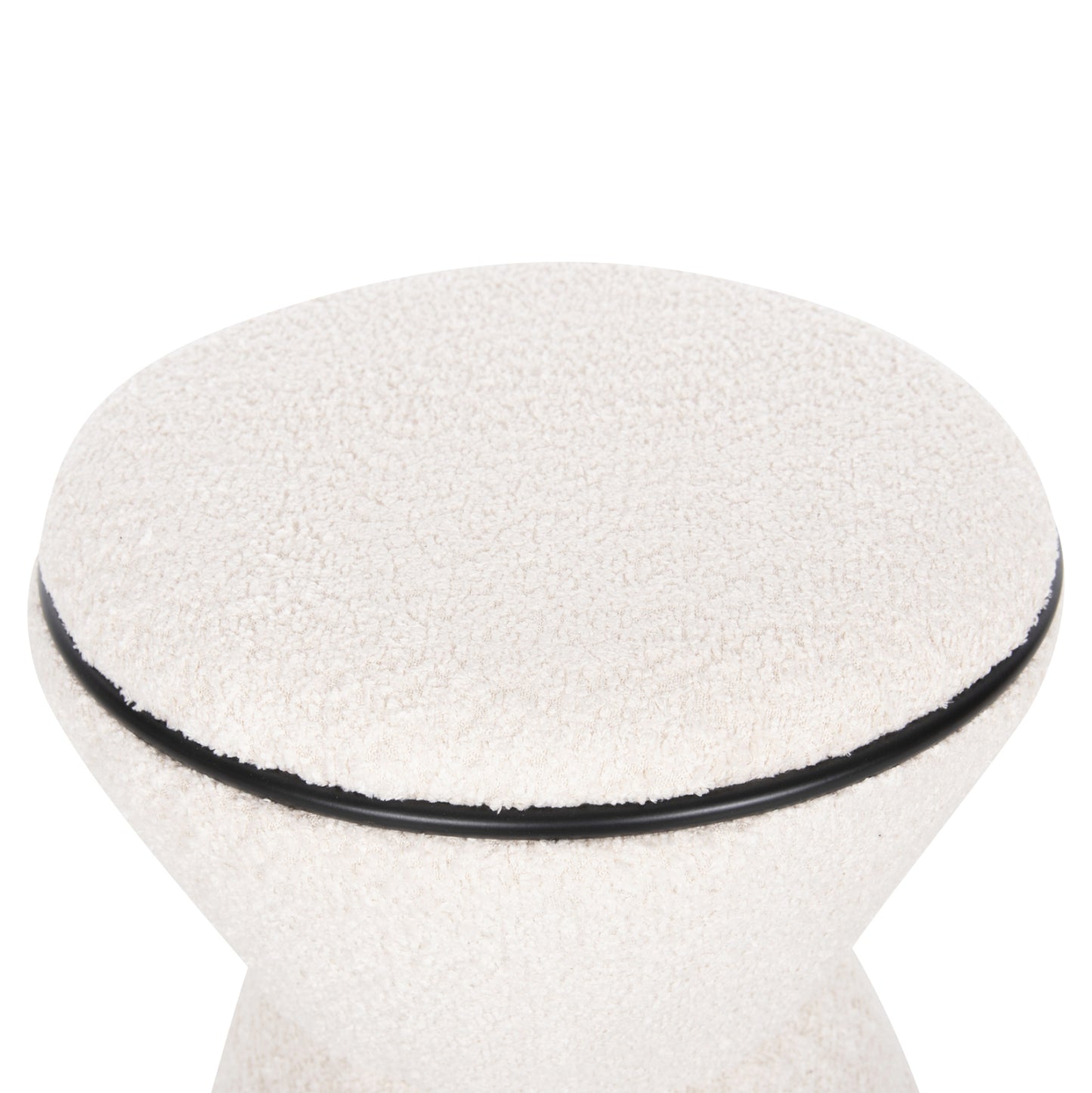 Stool Round Linner Hm9604.06 Boucle Fabric Ecru-black Detail D38x44 Cm.