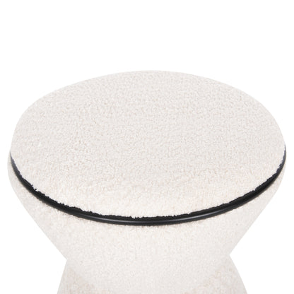 Stool Round Linner Hm9604.06 Boucle Fabric Ecru-black Detail D38x44 Cm.