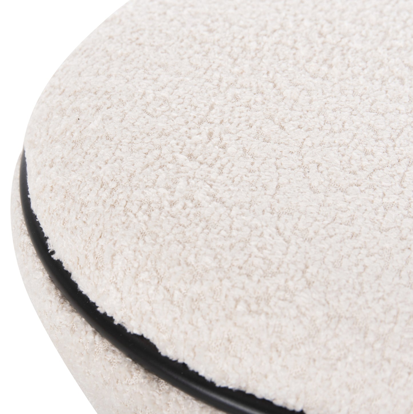 Stool Round Linner Hm9604.06 Boucle Fabric Ecru-black Detail D38x44 Cm.