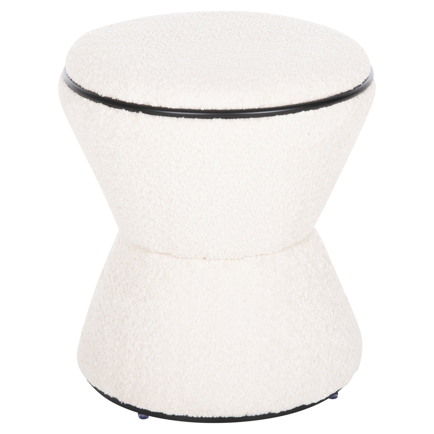Stool Round Linner Hm9604.06 Boucle Fabric Ecru-black Detail D38x44 Cm.