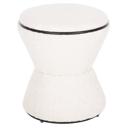 Stool Round Linner Hm9604.06 Boucle Fabric Ecru-black Detail D38x44 Cm.