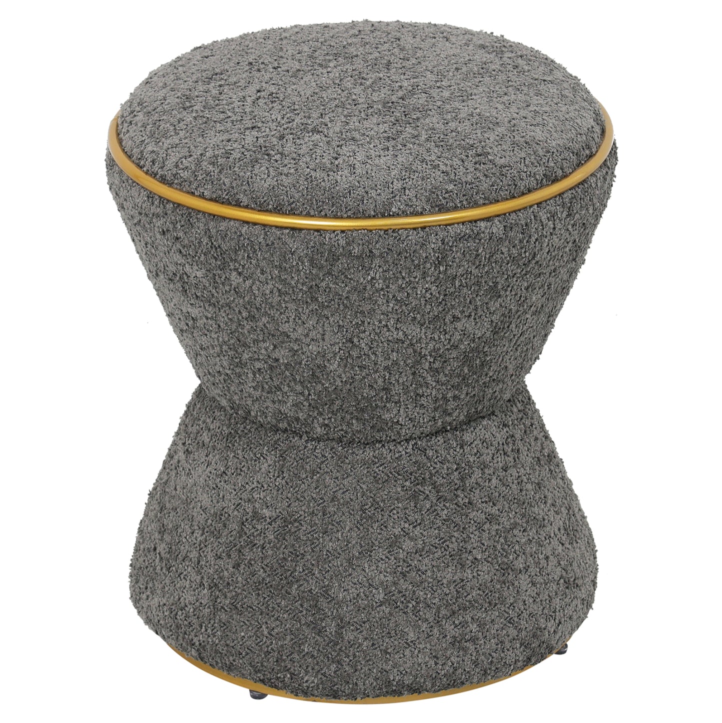 Stool Round Linner Hm9604.11 Boucle Fabric Grey-gold Detail Φ38,5x43hcm.