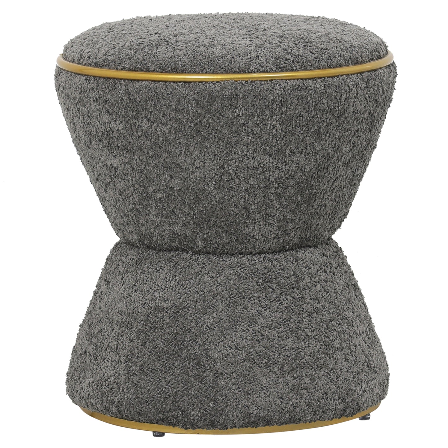 Stool Round Linner Hm9604.11 Boucle Fabric Grey-gold Detail Φ38,5x43hcm.