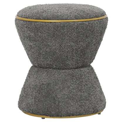 Stool Round Linner Hm9604.11 Boucle Fabric Grey-gold Detail Φ38,5x43hcm.