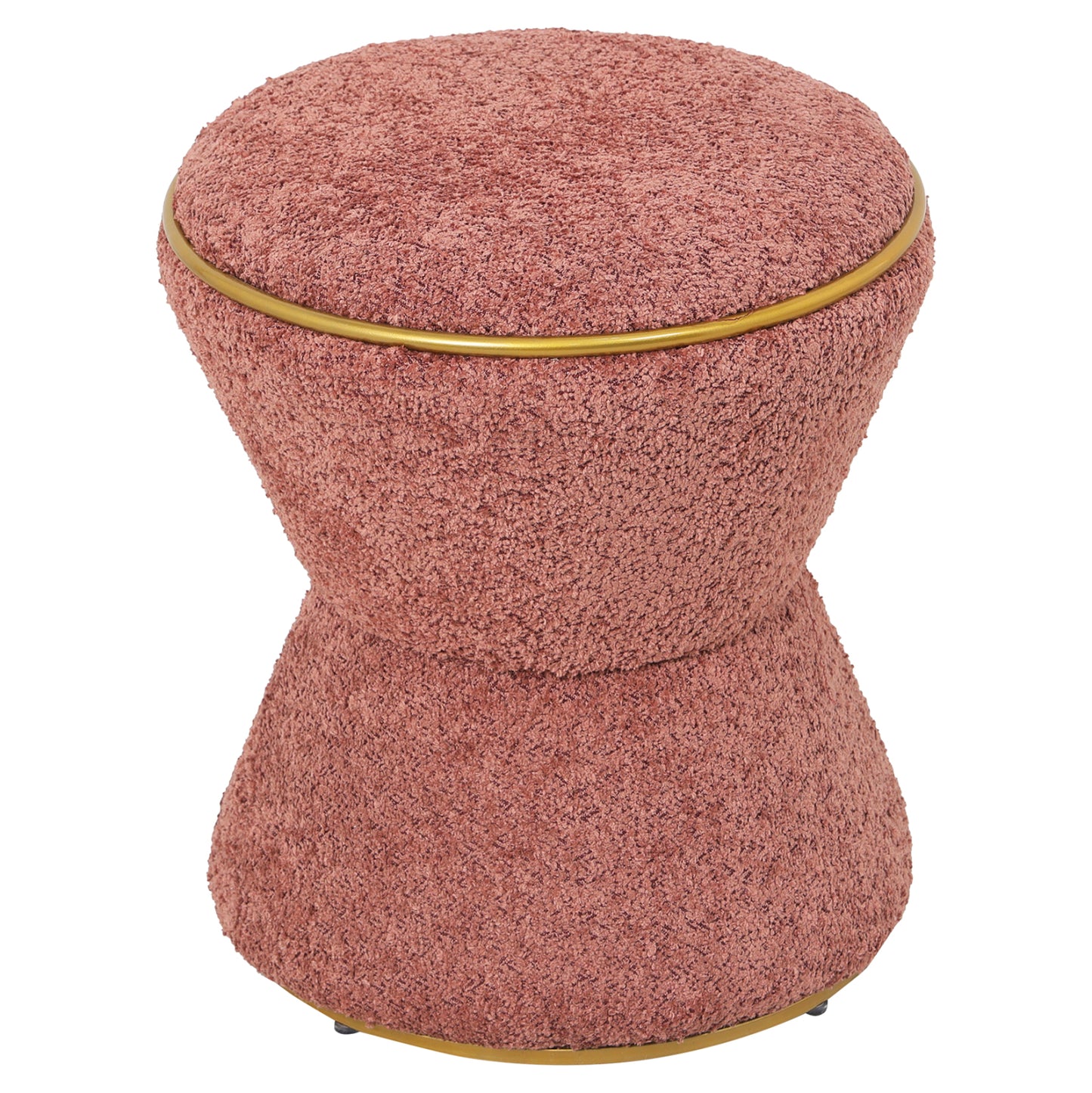 Stool Round Linner Hm9604.12 Boucle Fabric Pink-gold Detail Φ38,5x43hcm.