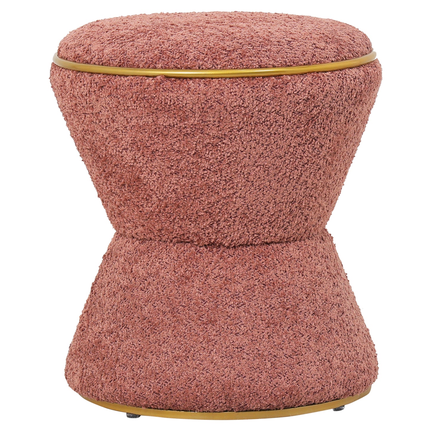 Stool Round Linner Hm9604.12 Boucle Fabric Pink-gold Detail Φ38,5x43hcm.