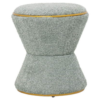Stool Round Linner Hm9604.15 Boucle Fabric Pistachio Green-gold Detail Φ38,5x43hcm.