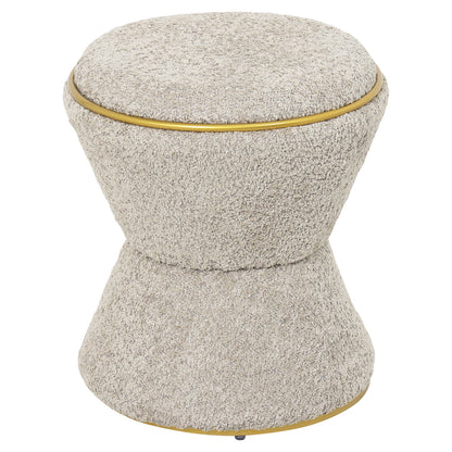 Stool Round Linner Hm9604.18 Boucle Fabric Beige-gold Detail Φ38,5x43hcm.