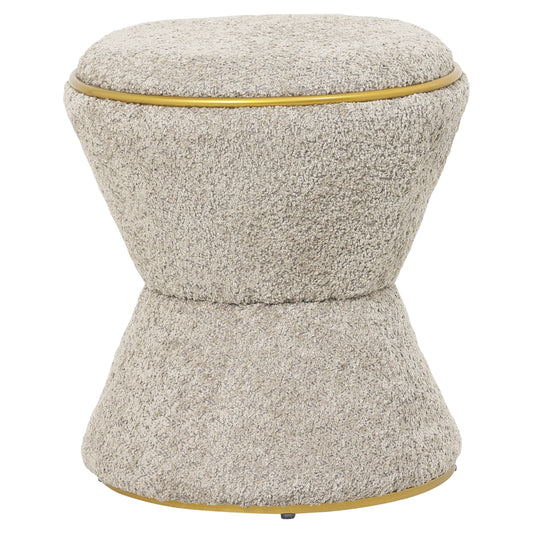 Stool Round Linner Hm9604.18 Boucle Fabric Beige-gold Detail Φ38,5x43hcm.