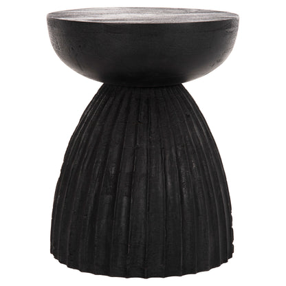 Stool Round Scallop Hm9702 Solid Mango Wood In Black Φ35x45hcm.
