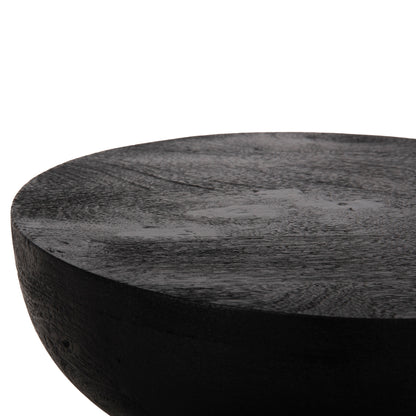 Stool Round Scallop Hm9702 Solid Mango Wood In Black Φ35x45hcm.