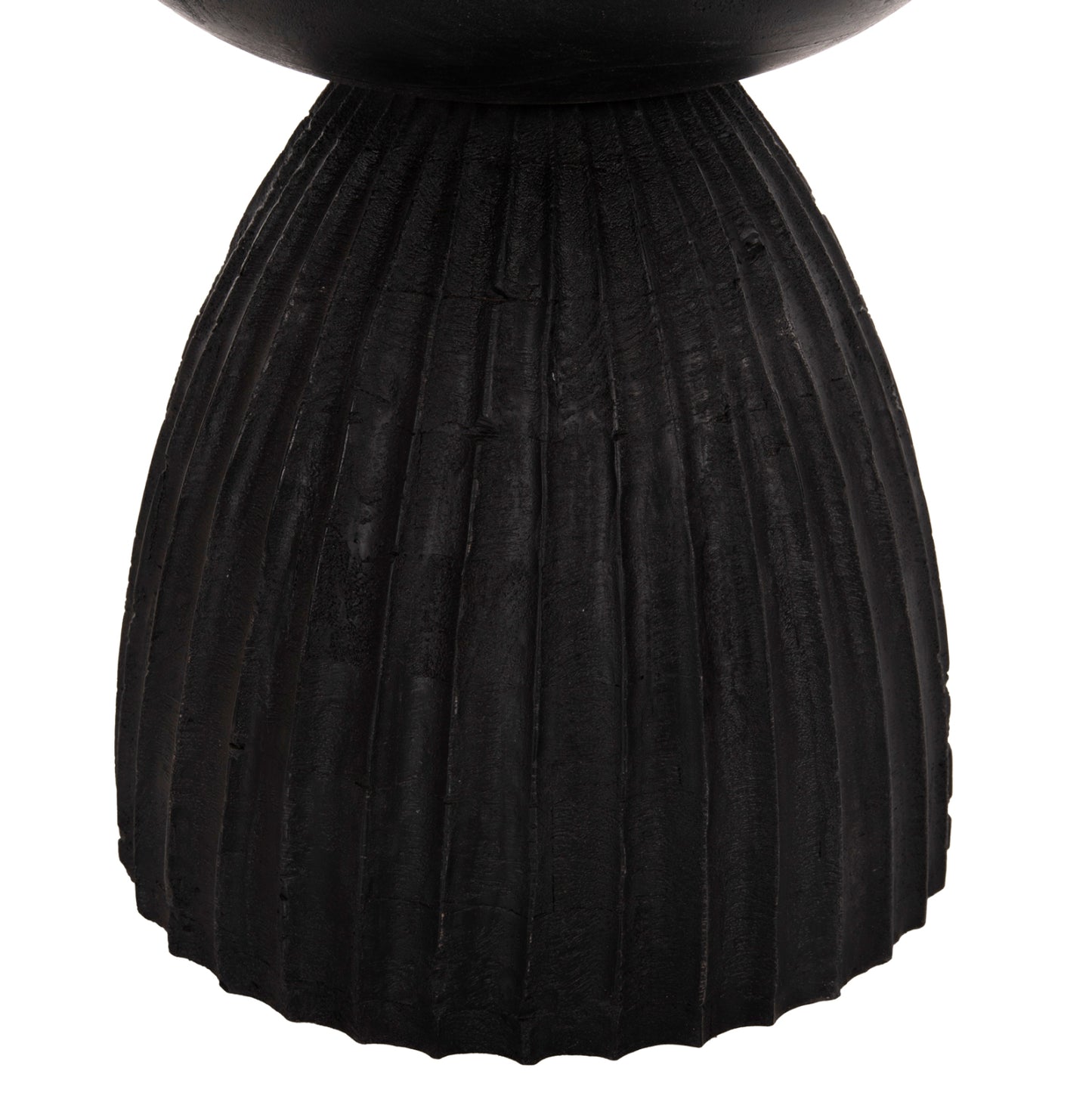 Stool Round Scallop Hm9702 Solid Mango Wood In Black Φ35x45hcm.