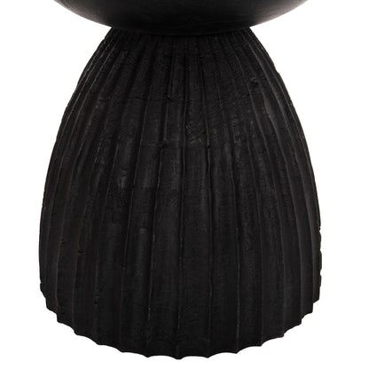 Stool Round Scallop Hm9702 Solid Mango Wood In Black Φ35x45hcm.