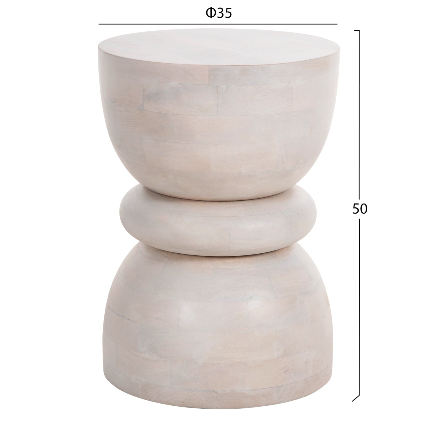 Stool Round Coil Hm9703 Solid Mango Wood In White Color Φ35x51hcm.