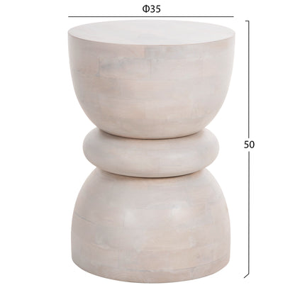 Stool Round Coil Hm9703 Solid Mango Wood In White Color Φ35x51hcm.