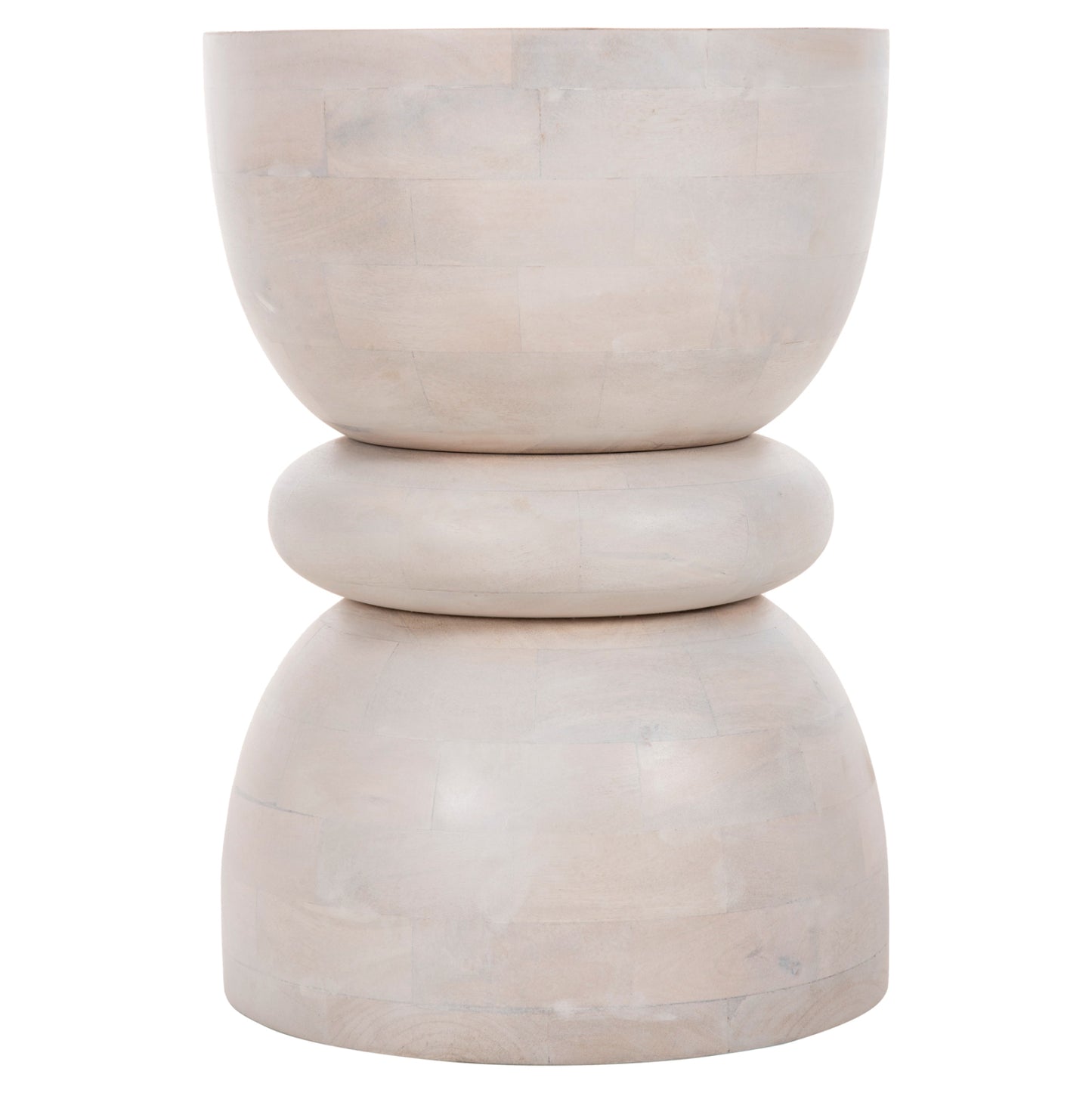 Stool Round Coil Hm9703 Solid Mango Wood In White Color Φ35x51hcm.