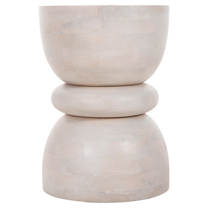Stool Round Coil Hm9703 Solid Mango Wood In White Color Φ35x51hcm.
