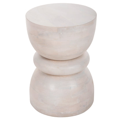 Stool Round Coil Hm9703 Solid Mango Wood In White Color Φ35x51hcm.
