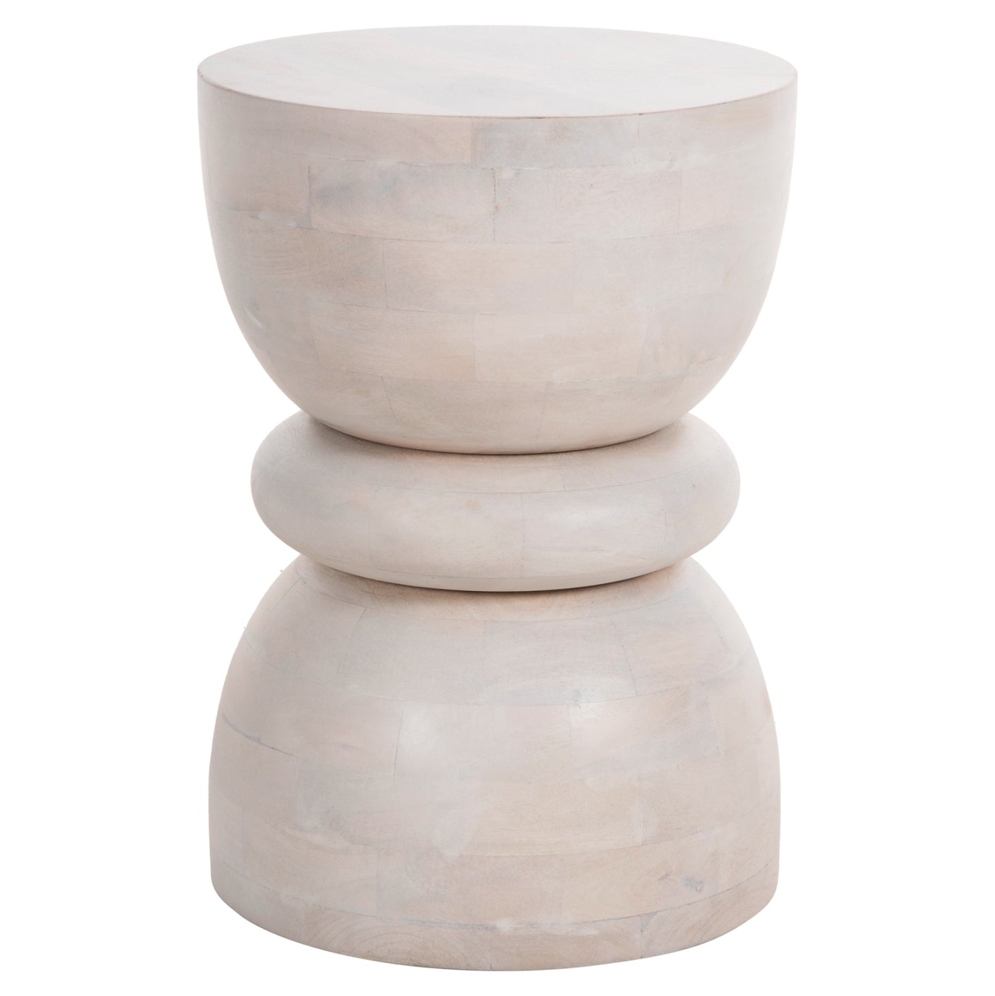 Stool Round Coil Hm9703 Solid Mango Wood In White Color Φ35x51hcm.