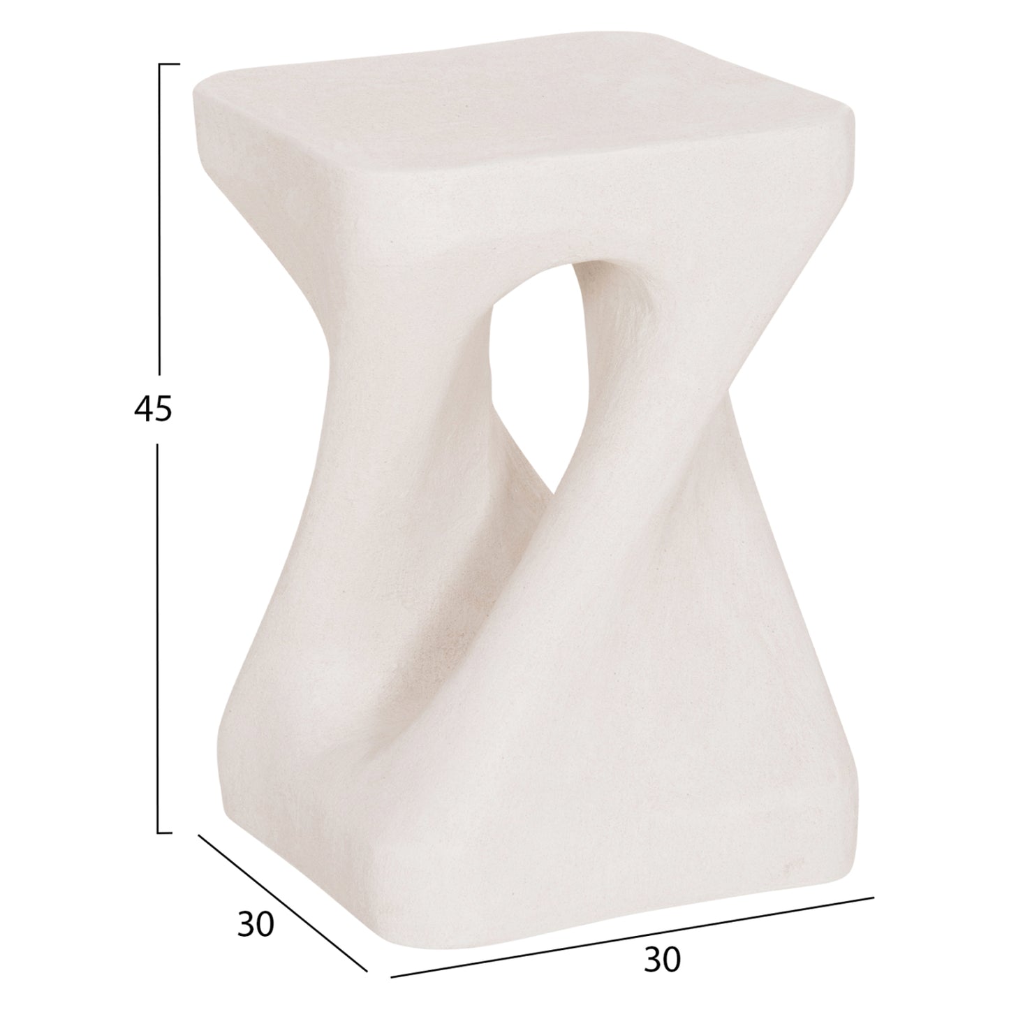 Square Stool Santorini Hm18337 Polyresin--off White 30x30x45hcm.