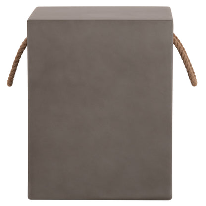 Square Stool With Rope Handles Zak Hm6581.01 Fiber Cement In Grey 36x36x45.5hcm.