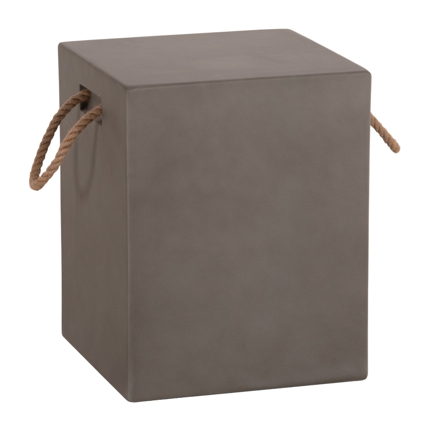 Square Stool With Rope Handles Zak Hm6581.01 Fiber Cement In Grey 36x36x45.5hcm.