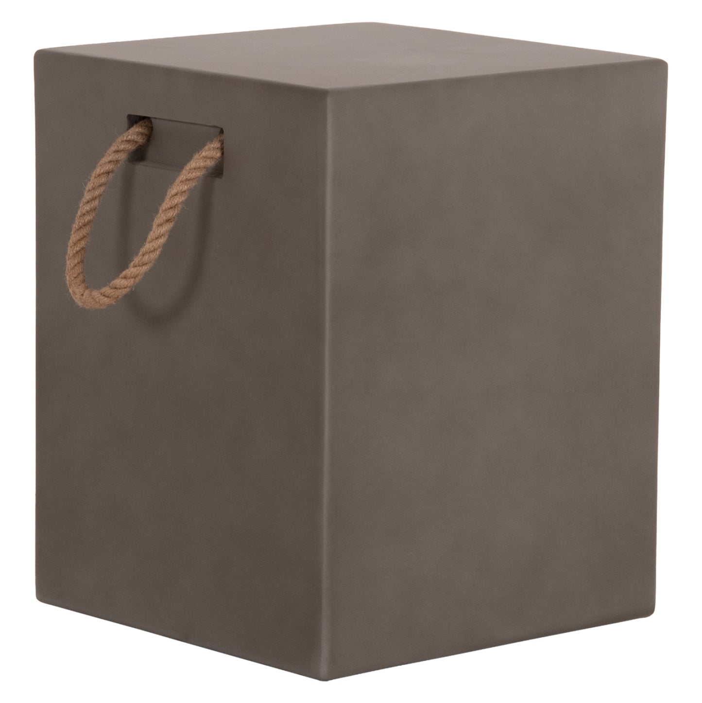 Square Stool With Rope Handles Zak Hm6581.01 Fiber Cement In Grey 36x36x45.5hcm.
