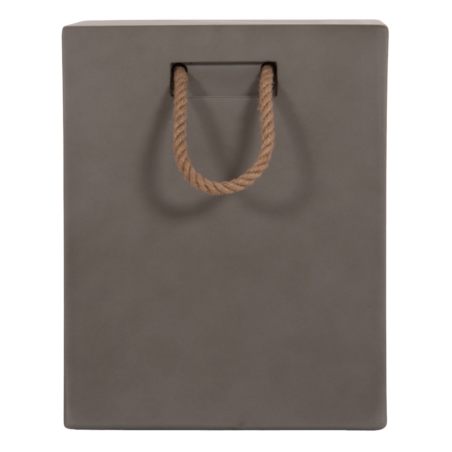 Square Stool With Rope Handles Zak Hm6581.01 Fiber Cement In Grey 36x36x45.5hcm.