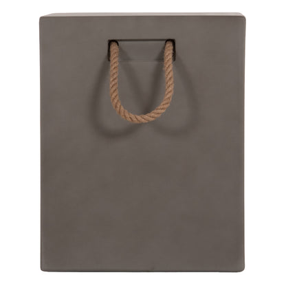 Square Stool With Rope Handles Zak Hm6581.01 Fiber Cement In Grey 36x36x45.5hcm.