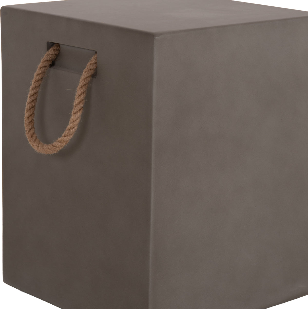 Square Stool With Rope Handles Zak Hm6581.01 Fiber Cement In Grey 36x36x45.5hcm.