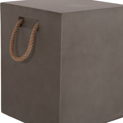 Square Stool With Rope Handles Zak Hm6581.01 Fiber Cement In Grey 36x36x45.5hcm.