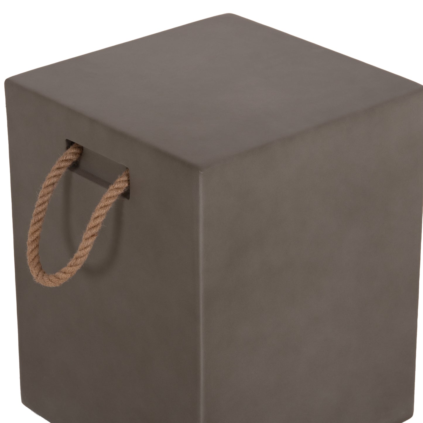 Square Stool With Rope Handles Zak Hm6581.01 Fiber Cement In Grey 36x36x45.5hcm.