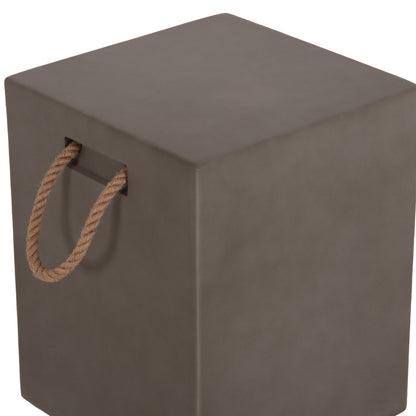 Square Stool With Rope Handles Zak Hm6581.01 Fiber Cement In Grey 36x36x45.5hcm.