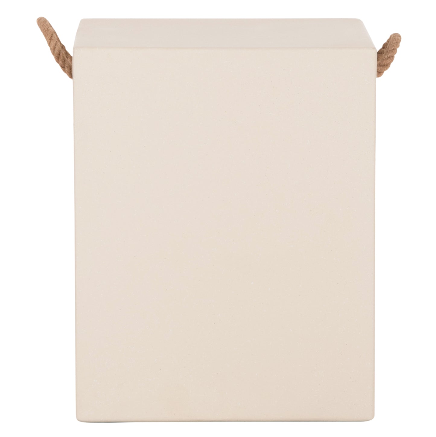 Square Stool With Rope Handles Zak Hm6581.02 Fiber Cement In Beige 36x36x45.5hcm.