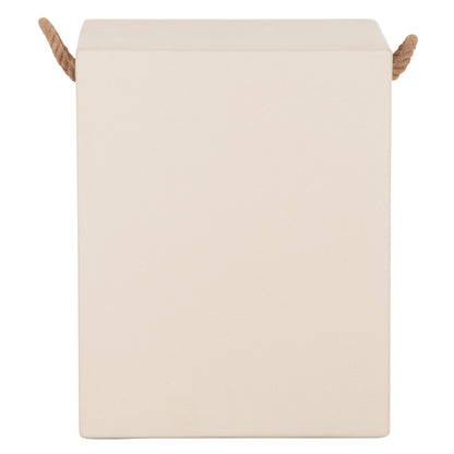 Square Stool With Rope Handles Zak Hm6581.02 Fiber Cement In Beige 36x36x45.5hcm.