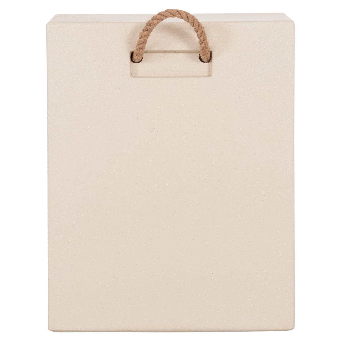 Square Stool With Rope Handles Zak Hm6581.02 Fiber Cement In Beige 36x36x45.5hcm.