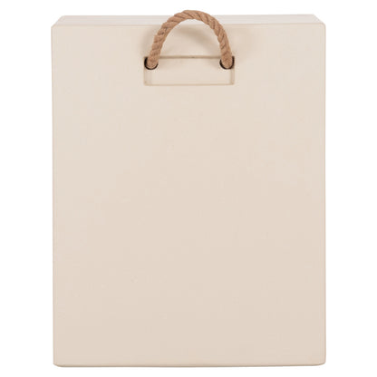 Square Stool With Rope Handles Zak Hm6581.02 Fiber Cement In Beige 36x36x45.5hcm.