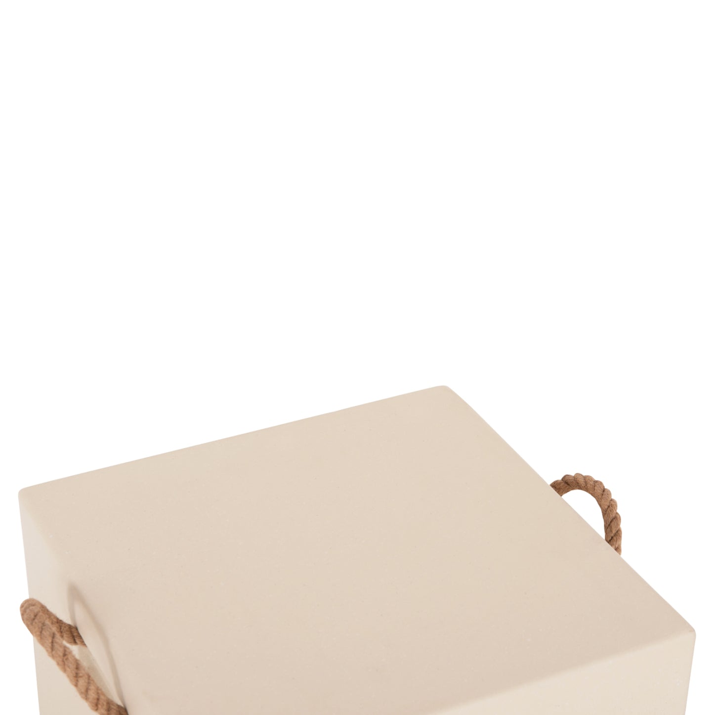 Square Stool With Rope Handles Zak Hm6581.02 Fiber Cement In Beige 36x36x45.5hcm.