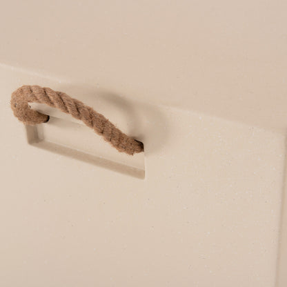Square Stool With Rope Handles Zak Hm6581.02 Fiber Cement In Beige 36x36x45.5hcm.