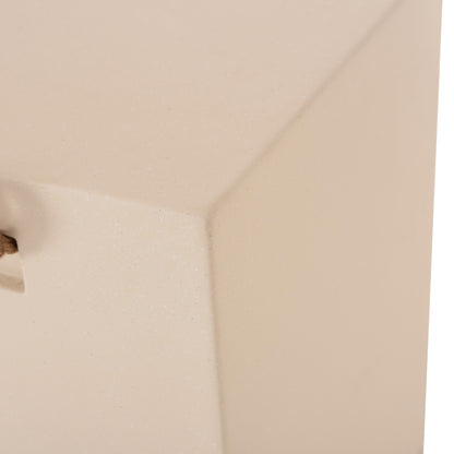 Square Stool With Rope Handles Zak Hm6581.02 Fiber Cement In Beige 36x36x45.5hcm.