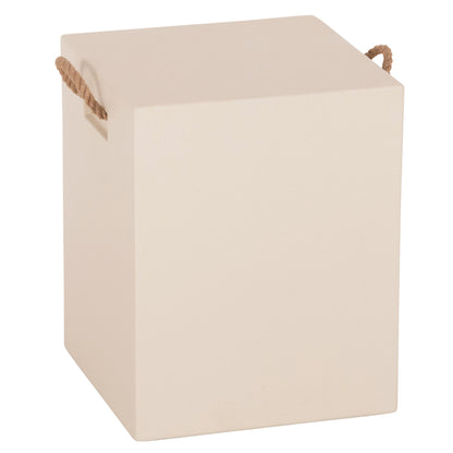 Square Stool With Rope Handles Zak Hm6581.02 Fiber Cement In Beige 36x36x45.5hcm.