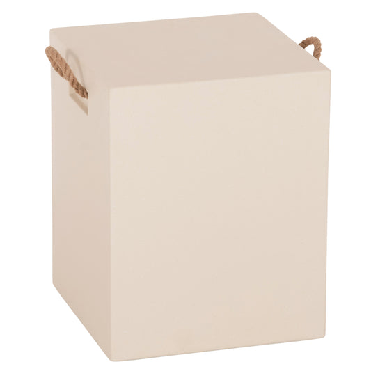 Square Stool With Rope Handles Zak Hm6581.02 Fiber Cement In Beige 36x36x45.5hcm.