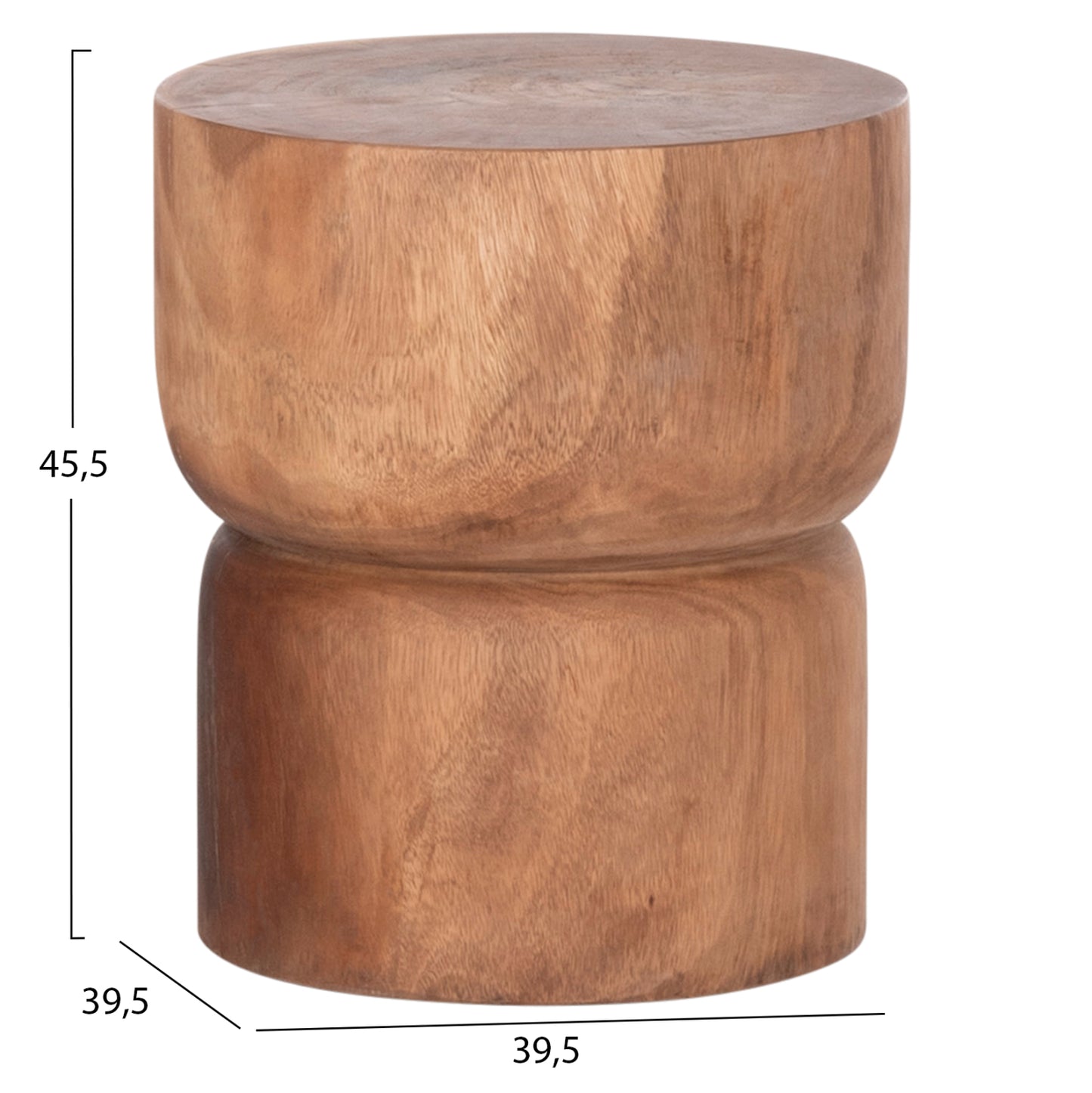 Side Table-stool Cylindrical Febry Hm9908 Solid Suar Wood In Natural Φ39,5x45,5hcm.