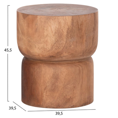 Side Table-stool Cylindrical Febry Hm9908 Solid Suar Wood In Natural Φ39,5x45,5hcm.