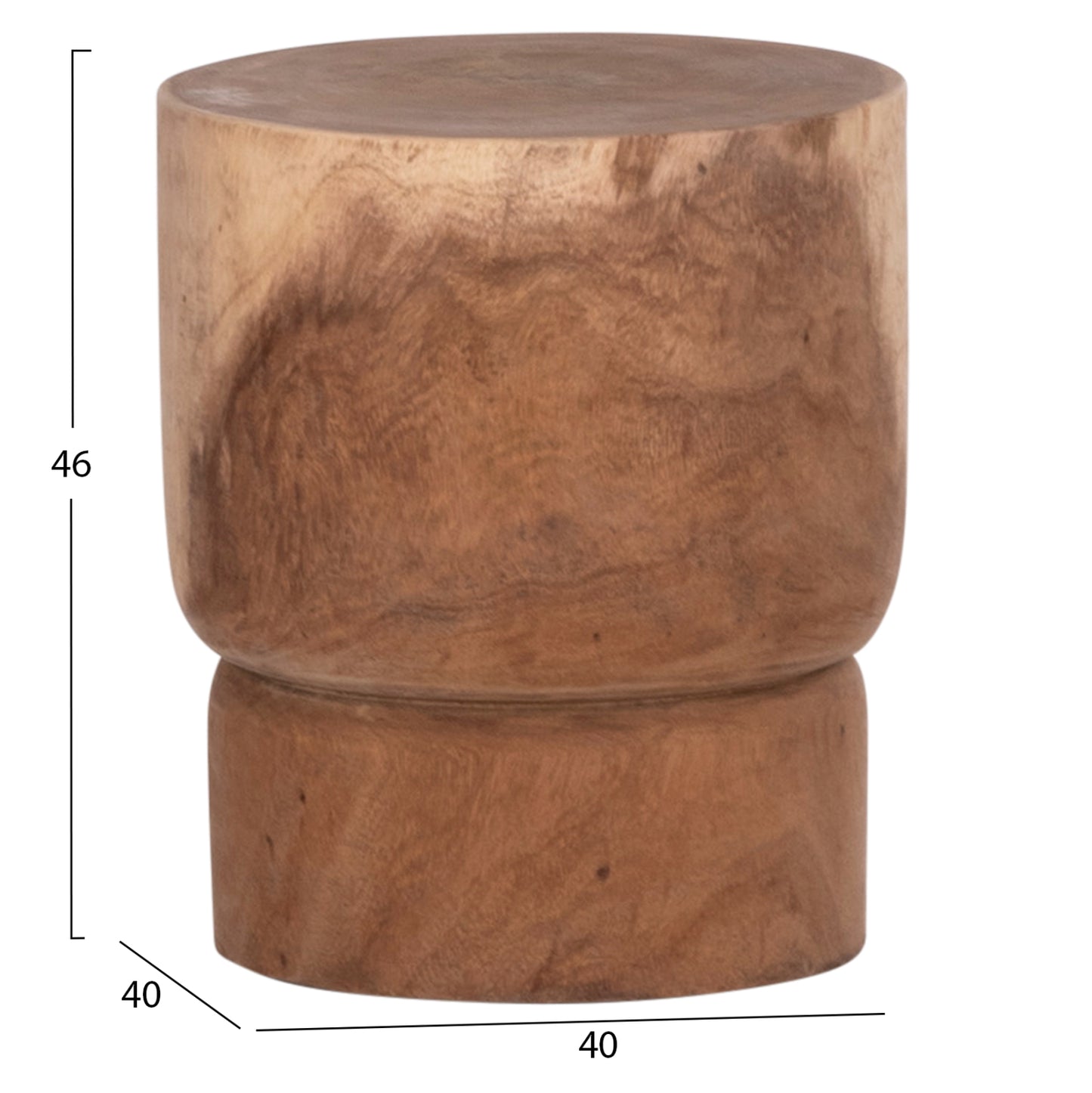 Side Table-stool Cylindrical Febry Hm9909 Solid Suar Wood In Natural Φ40x46hcm.