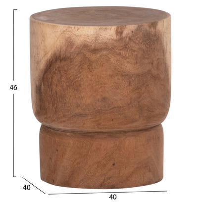 Side Table-stool Cylindrical Febry Hm9909 Solid Suar Wood In Natural Φ40x46hcm.